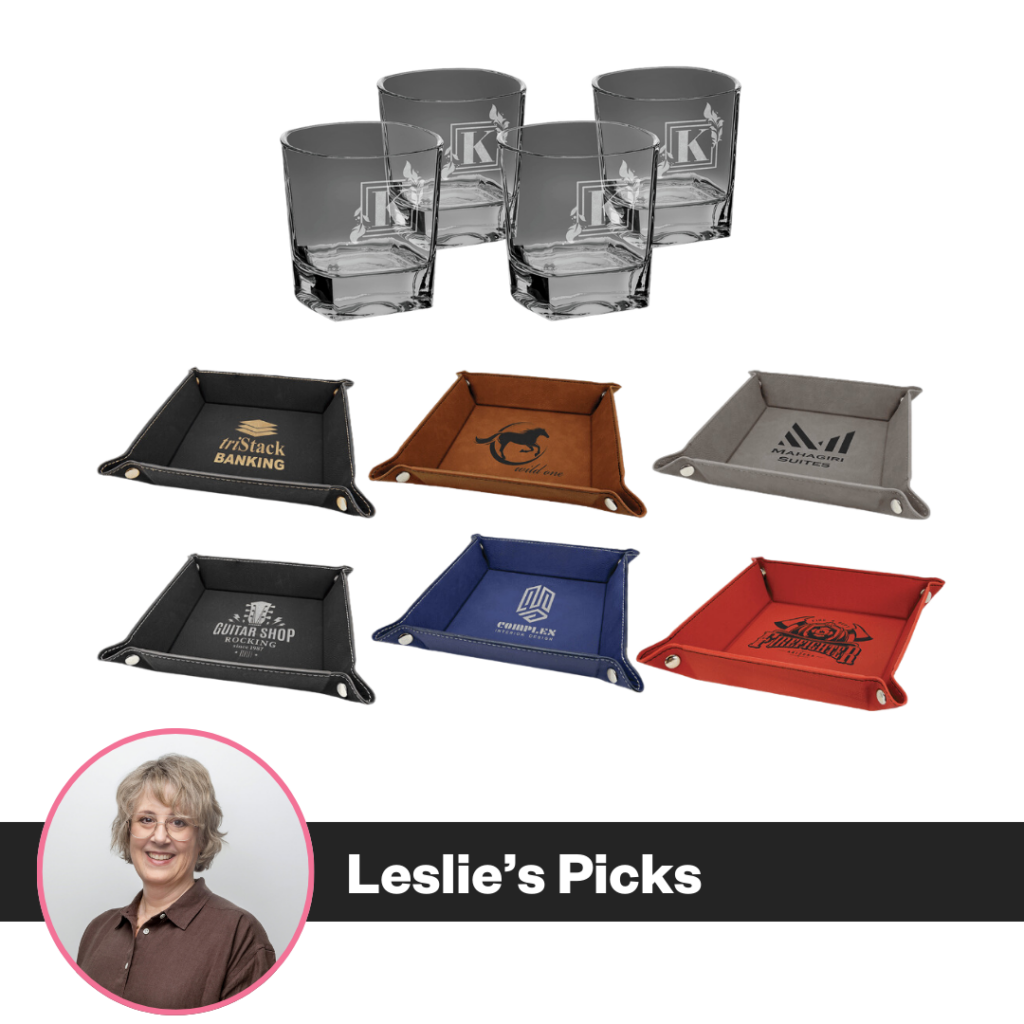 Leslie's Picks Trays and Custom Glasses by BaySix